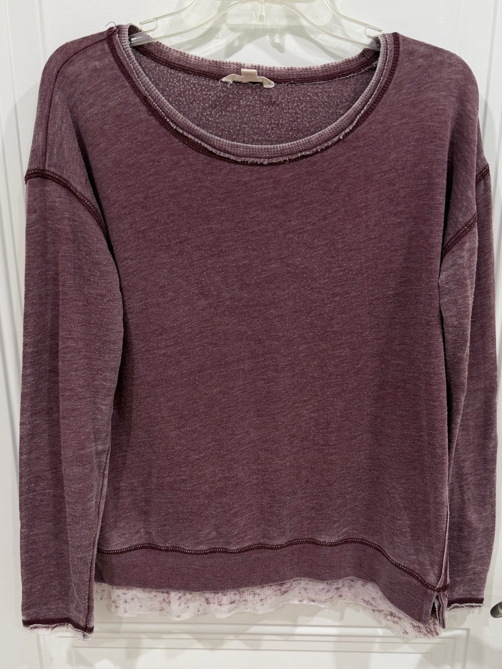 Aeropostale Women’s Long-Sleeve Layered Hem Top - Plum